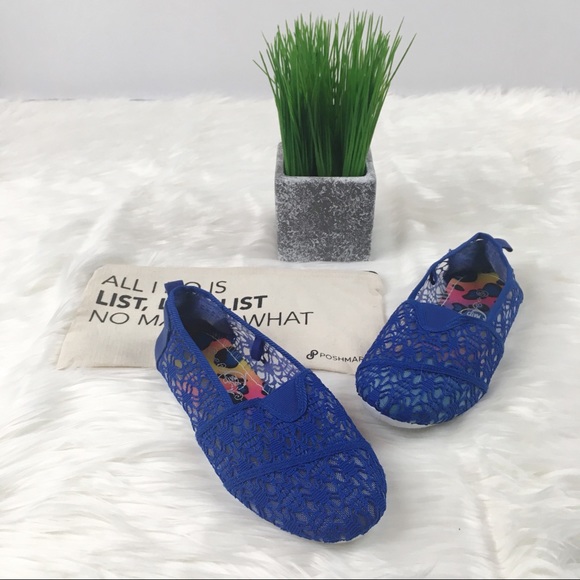 Sole Mates Blue Canvas Slip On Flats Size 6/7 - Picture 3 of 9